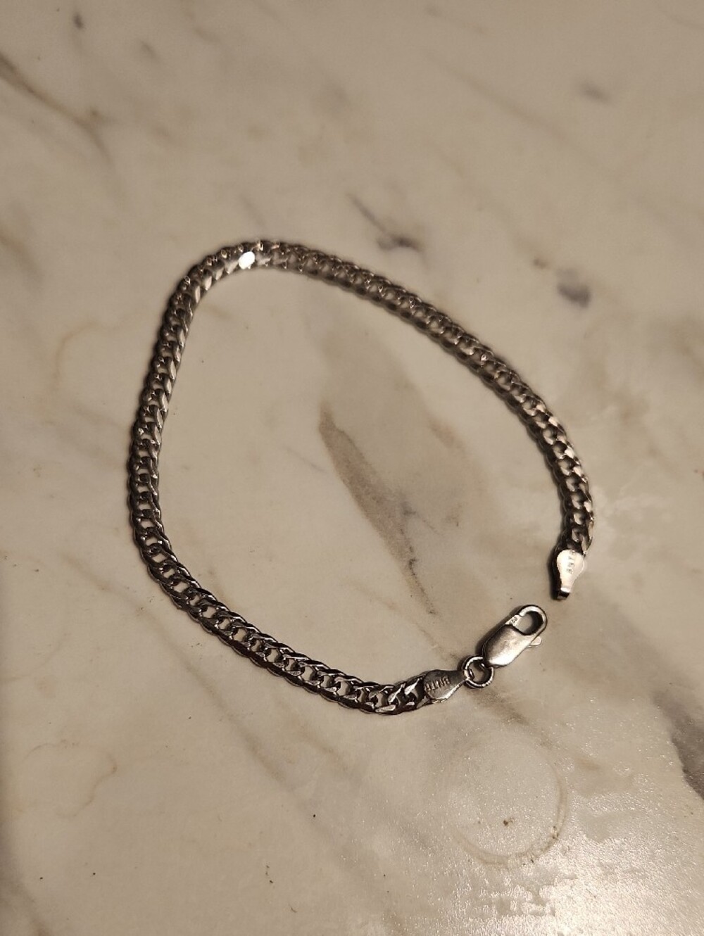 7.5 inch Sterling Silver Men's Box Chain Bracelet  - Silver .925